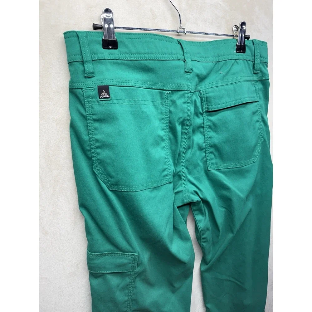 Prana Pants Mens 30x34 Cargo Stretch Zion Green Slim Straight Fit Belted Hiking